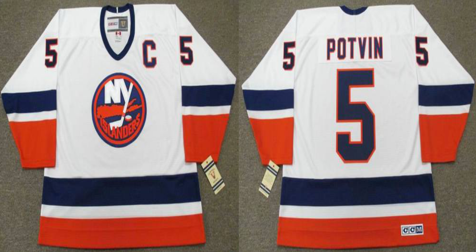 2019 Men New York Islanders #5 Potvin white CCM NHL jersey->new york islanders->NHL Jersey